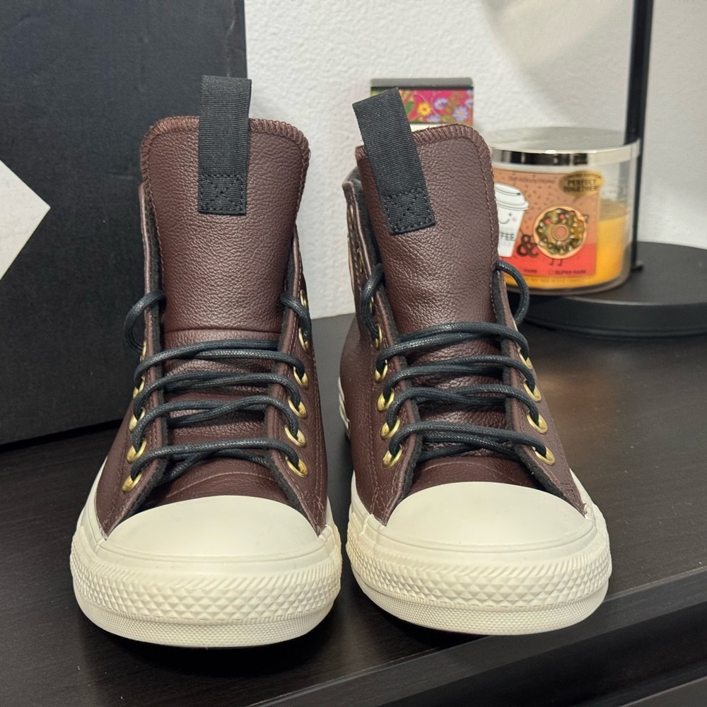 Converse CTAS Hi Dark Root|Black|Egret Leather Sneakers ✨NEW - Picture 2 of 6